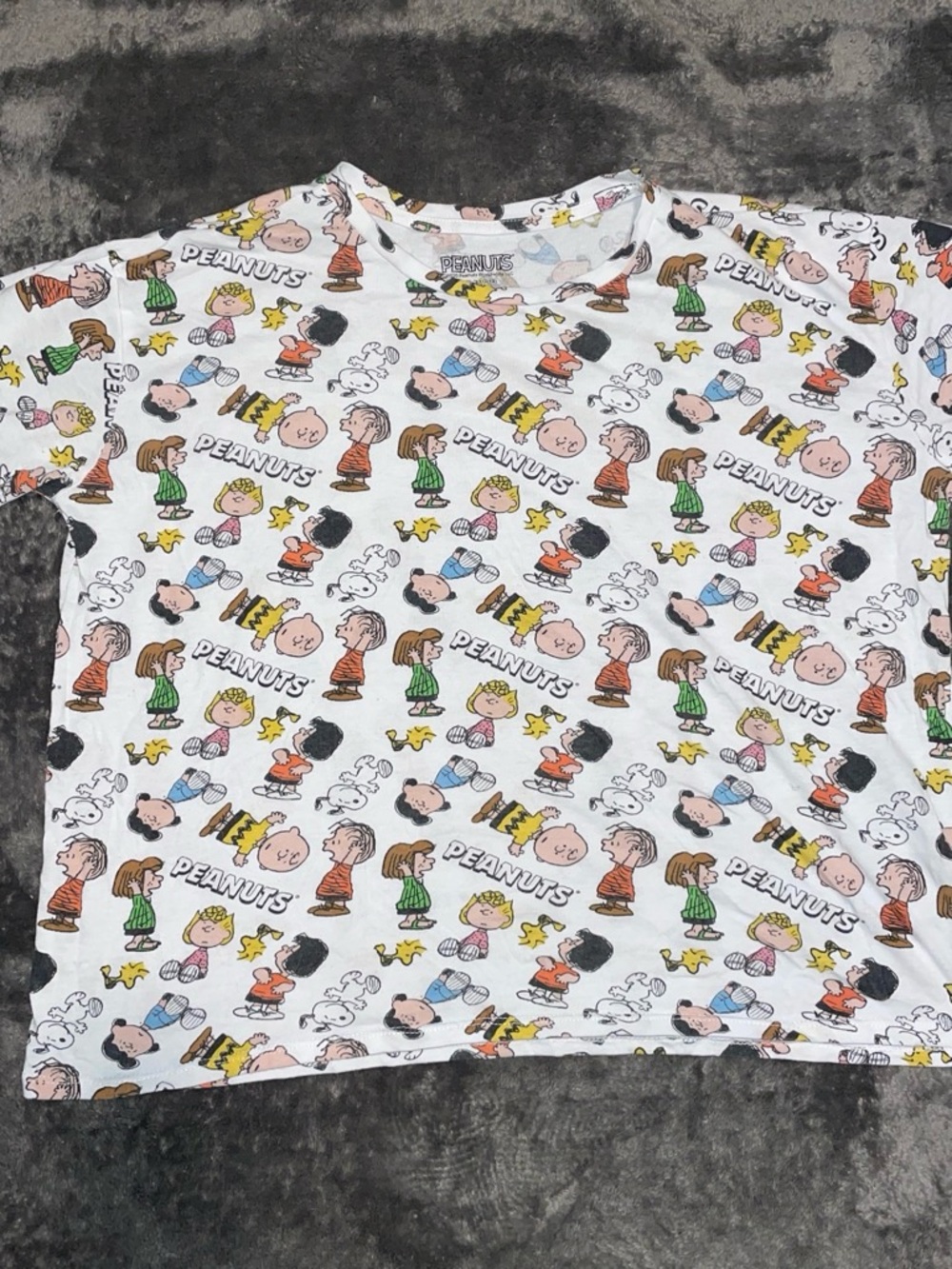 Peanuts Kids White Tee with Multi-Color Character All-Over Print